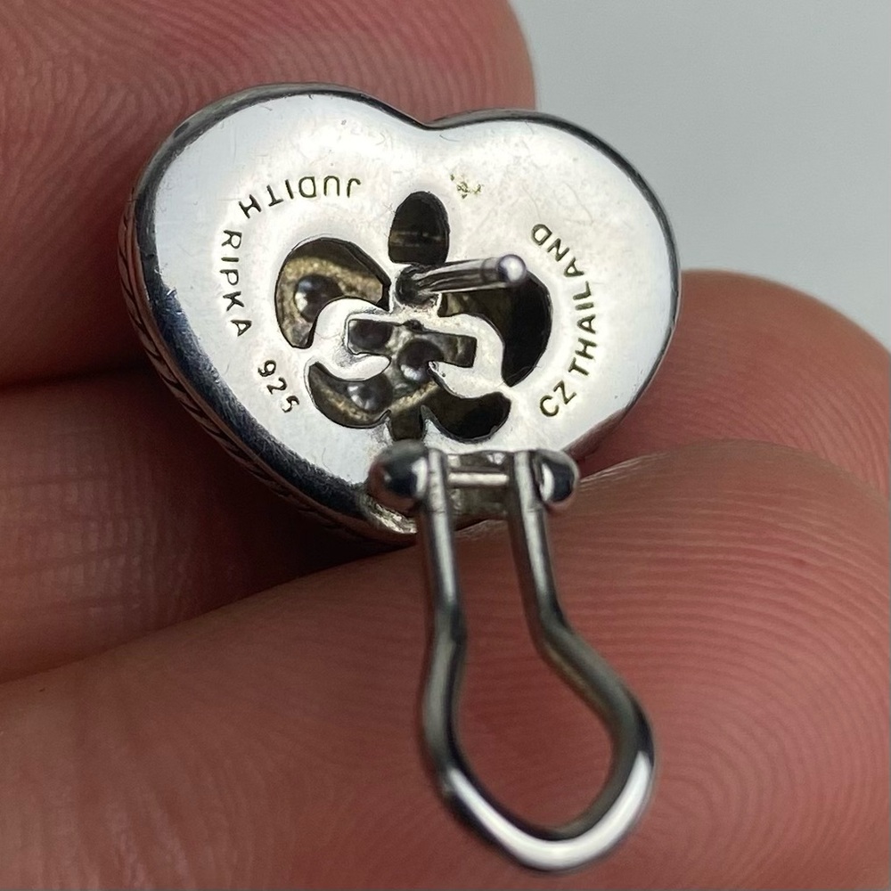 Judith Ripka Sterling Silver and Cubic Zirconia Heart Earrings - Picture 2 of 3